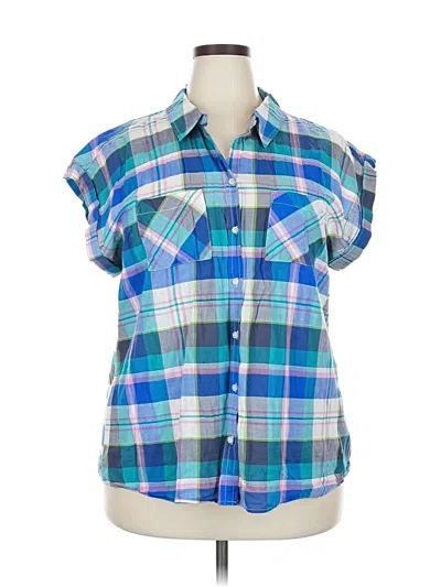 Pre-owned Tommy Hilfiger Short Sleeve Button Down Shirt In Blue