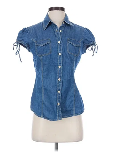 Pre-owned Tommy Hilfiger Short Sleeve Button Down Shirt In Blue
