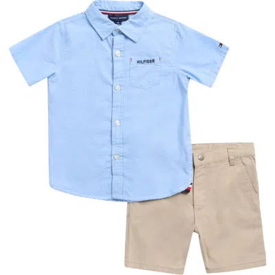 Tommy Hilfiger Kids'  Short Sleeve Button-up Shirt & Shorts Set In Multi