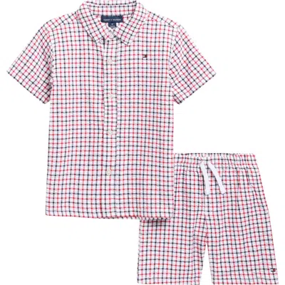 Tommy Hilfiger Kids'  Short Sleeve Button-up Shirt & Shorts Set In Multi