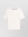Tommy Hilfiger Short Sleeve Cable Knit Crew Top In White