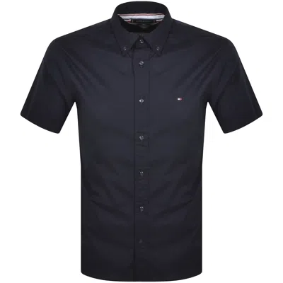 Tommy Hilfiger Short Sleeve Flex Poplin Shirt Navy In Black