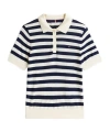 Tommy Hilfiger Womens Metallic Cotton Polo Top In White Stripes
