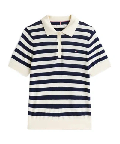 Tommy Hilfiger Short Sleeve Polo Jumper In Multicolour