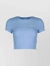 Tommy Hilfiger Short Sleeve Ribbed Cropped Top In Blue