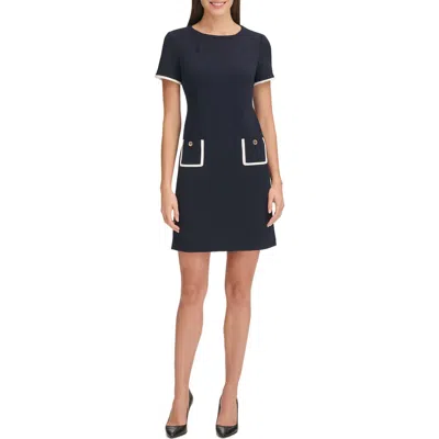 Tommy Hilfiger Womens Colorblocked Pocket Sheath Dress 0p 18 In Black