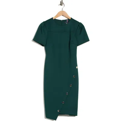 Tommy Hilfiger Short Sleeve Scuba Sheath Dress In Green