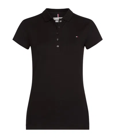 Tommy Hilfiger Short Sleeve Slim Fit Polo Shirt In Black