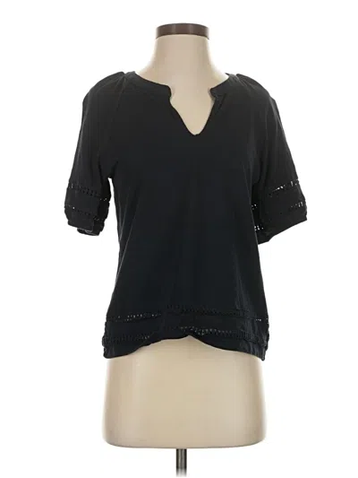 Pre-owned Tommy Hilfiger Short Sleeve Top Black V Neck Tops