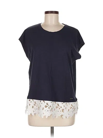 Pre-owned Tommy Hilfiger Short Sleeve Top Blue Crew Neck Tops