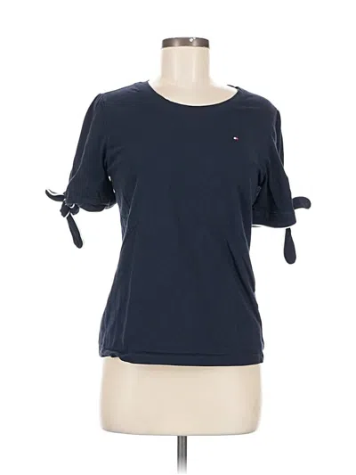 Pre-owned Tommy Hilfiger Short Sleeve Top Blue Crew Neck Tops
