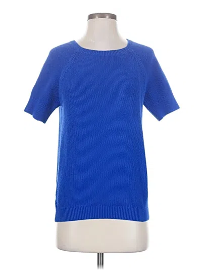Pre-owned Tommy Hilfiger Short Sleeve Top Blue Crew Neck Tops
