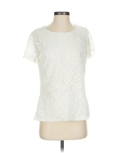 Pre-owned Tommy Hilfiger Short Sleeve Top Ivory Crew Neck Tops In White