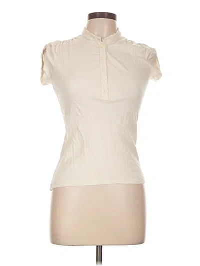 Pre-owned Tommy Hilfiger Short Sleeve Top Ivory High Neck Tops