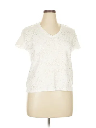 Pre-owned Tommy Hilfiger Short Sleeve Top Ivory V Neck Tops In White