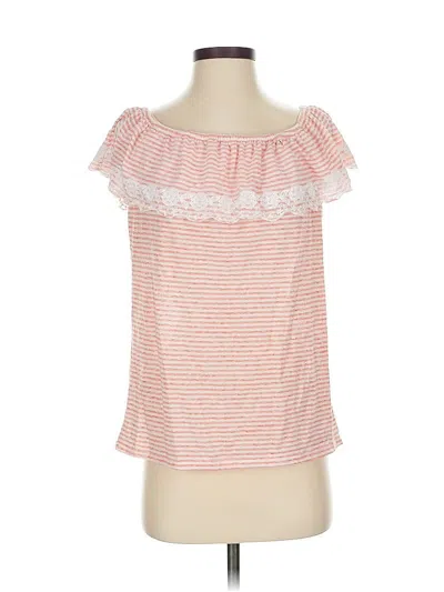 Pre-owned Tommy Hilfiger Short Sleeve Top Orange Off The Shoulder Neckline Tops