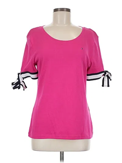 Pre-owned Tommy Hilfiger Short Sleeve Top Pink Sweetheart Neckline Tops