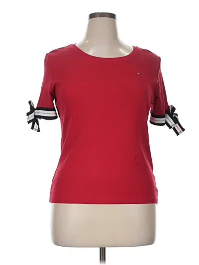 Pre-owned Tommy Hilfiger Short Sleeve Top Red Crew Neck Tops