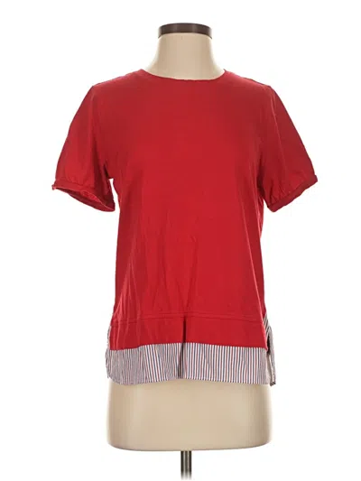 Pre-owned Tommy Hilfiger Short Sleeve Top Red Crew Neck Tops