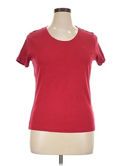 Pre-owned Tommy Hilfiger Short Sleeve Top Red Scoop Neck Tops