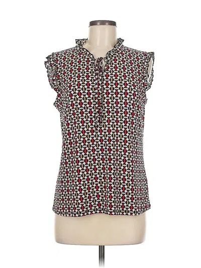 Pre-owned Tommy Hilfiger Short Sleeve Top Red Tie Neck Tops