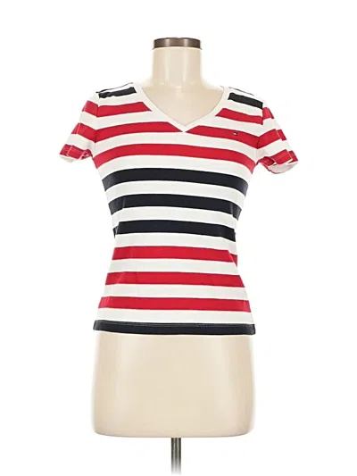 Pre-owned Tommy Hilfiger Short Sleeve Top Red V Neck Tops