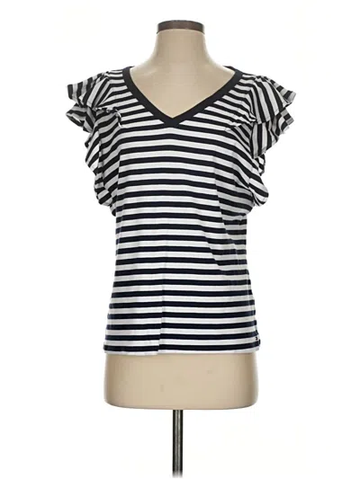 Pre-owned Tommy Hilfiger Short Sleeve Top Silver V Neck Tops