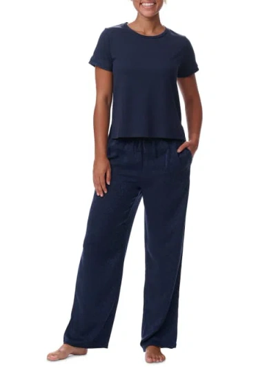Tommy Hilfiger Short Sleeve Woven Pajama Set In Sky Captain