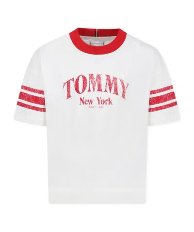 Tommy Hilfiger Kids' Short-sleeved T-shirt In Ivory