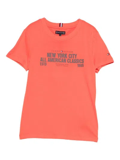 Tommy Hilfiger Kids' Short-sleeved T-shirt With Print  In Orange