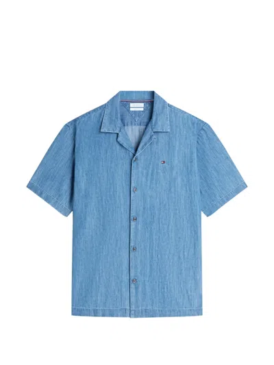Tommy Hilfiger Short-sleeve Camp-collar Shirt In Blue