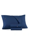 Tommy Hilfiger Signature 200 Thread Count Cotton Sheet Set In Navy