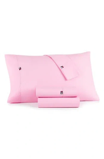 Tommy Hilfiger Signature 200 Thread Count Cotton Sheet Set In Pink