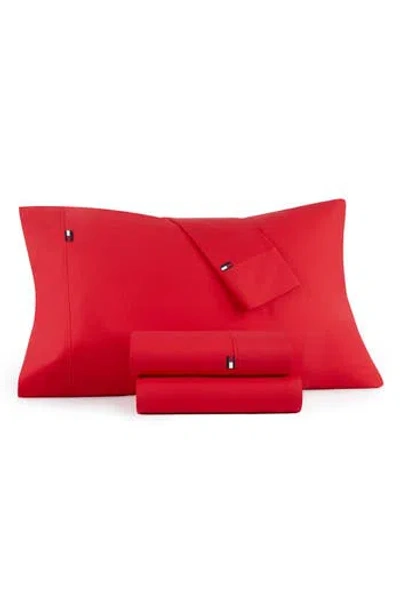 Tommy Hilfiger Signature 200 Thread Count Cotton Sheet Set In Red