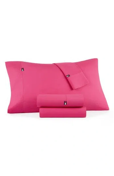 Tommy Hilfiger Signature 200 Thread Count Cotton Sheet Set In Rose