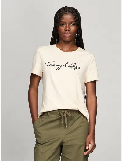 Tommy Hilfiger Signature Crewneck T In Beige Heather