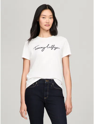 Tommy Hilfiger Signature Crewneck T In Fresh White