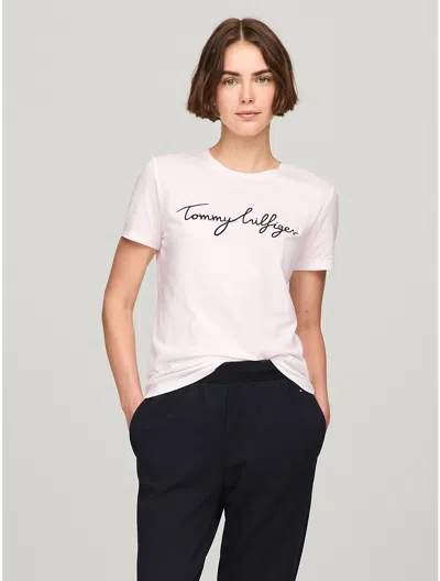 Tommy Hilfiger Signature Crewneck T In Light Pink