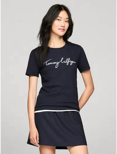 Tommy Hilfiger Signature Crewneck T In Navy