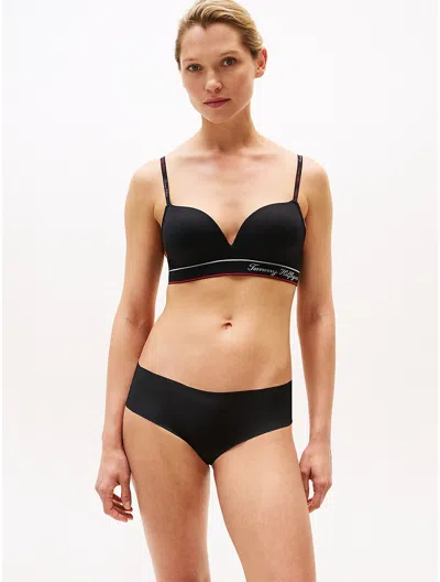 Tommy Hilfiger Signature Logo Push Up Bralette In Black