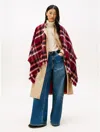 Tommy Hilfiger Signature Plaid Cape In Burgundy