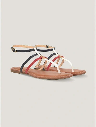 Tommy Hilfiger Signature Stripe Ankle Strap Sandal In Red/white/blue