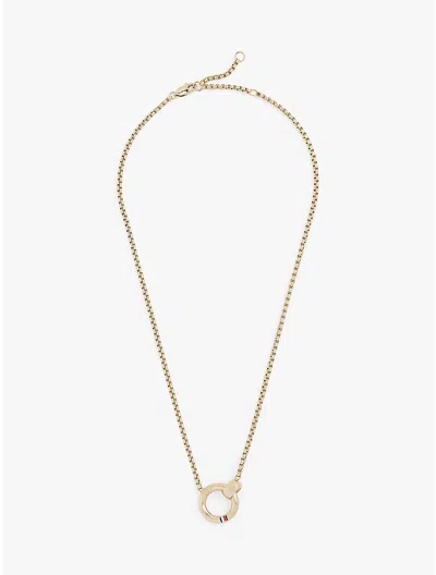 Tommy Hilfiger Signature Stripe Circle Logo Necklace In Gold