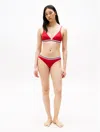Tommy Hilfiger Signature Stripe Classic Bikini Bottom In Primary Red