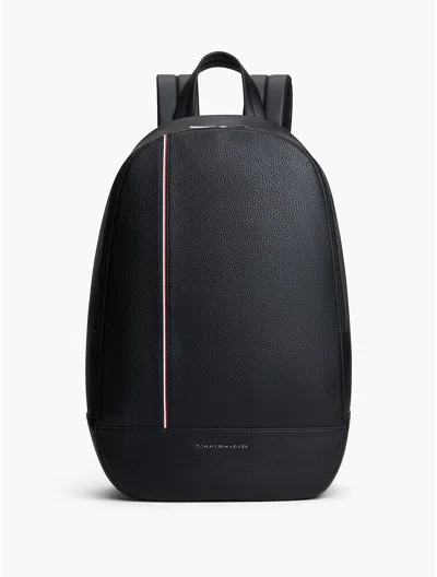 Tommy Hilfiger Signature Stripe Pebbled Backpack In Black