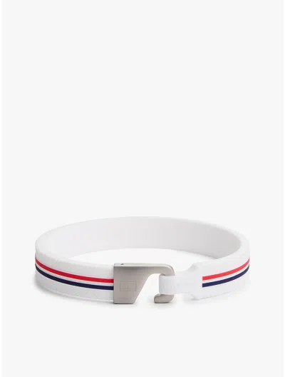 Tommy Hilfiger Signature Stripe Silicone Bracelet In White
