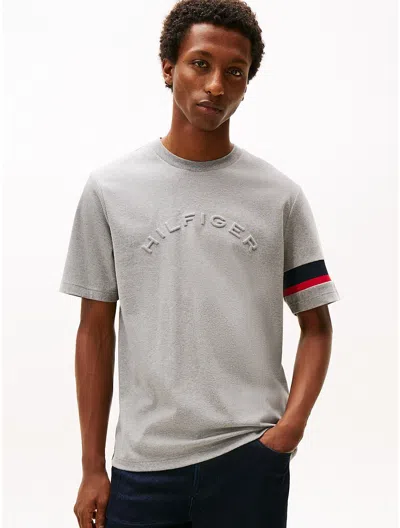Tommy Hilfiger Signature Stripe Sleeve T In Gray