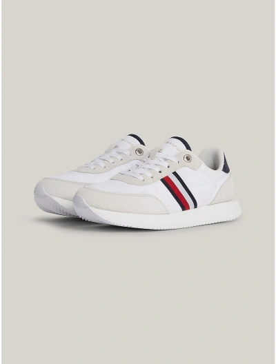 Tommy Hilfiger Signature Stripe Suede Sneaker In White