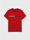 Tommy Hilfiger Embroidered Flag Stripe Logo T In Primary Red