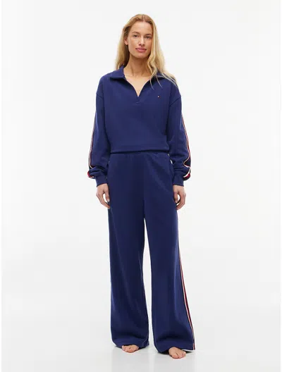 Tommy Hilfiger Signature Stripe Terry Sleep Pant In Blue Ink